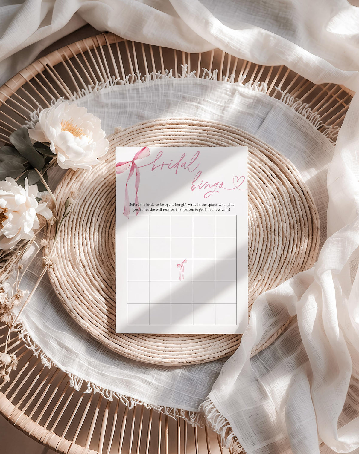 Bridal Bingo Game Bridal Shower Game | Pink Bow