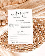 Minimalist Baby Predictions Card | Advice Wishes Parents Gender