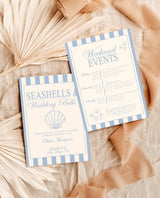 Beach Bachelorette Itinerary Invitation with Envelopes | Seashells And Wedding Bells