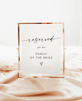 Reserved for Family Wedding Sign | Modern Minimalist Seating