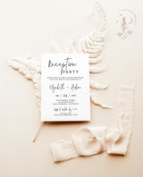 Wedding Reception Party Invitation with Envelopes | Minimalist Elopement Reception Invite 5x7