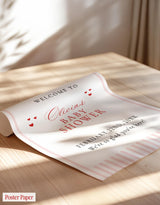Coquette Bow Baby Shower Welcome Sign | Striped Heart Theme