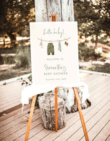 Boy Clothesline Baby Shower Welcome Sign | Boho Theme