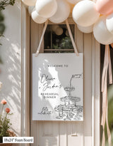 Champagne Tower Rehearsal Dinner Welcome Sign