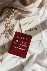 Burgundy and Cream Save the Date | Elegant 5x7 Envelopes