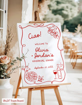 Pizza and Wine Rehearsal Dinner Welcome Sign | Modern Italian Wedding Handwritten