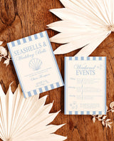 Beach Bachelorette Itinerary Invitation with Envelopes | Seashells And Wedding Bells