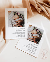 Welcome Baby Birth Announcement Photo Card | Minimalist Modern Newborn