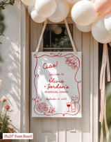 Pizza and Wine Rehearsal Dinner Welcome Sign | Modern Italian Wedding Handwritten