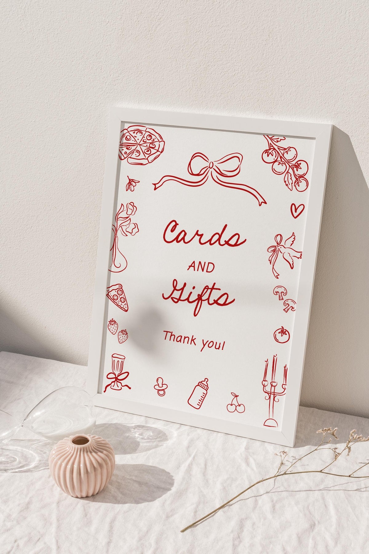 Cards and Gifts Sign 8x10 | Red Bow Baby Shower