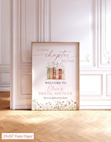 A New Chapter Bridal Shower Welcome Poster | Floral Storybook Handwritten Spring - alternate view