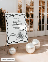 Champagne Engagement Party Welcome Sign | Modern Wedding Handwritten Calligraphy Theme