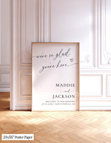 We're So Glad You're Here | Minimalist Modern Wedding Welcome Sign