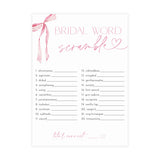 Bridal Word Scramble Game Bridal Shower Game | Pink Bow