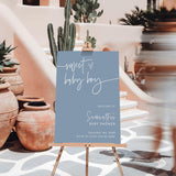Sweet Baby Boy Baby Shower Welcome Sign | Dusty Blue Minimalist Poster BM1