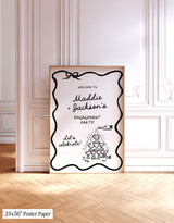 Champagne Engagement Party Welcome Sign | Modern Wedding Handwritten Calligraphy Theme