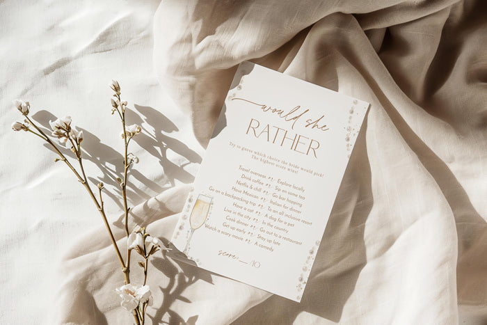 Would She Rather Bridal Shower Game | Pearls and Prosecco