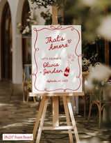 That's Amore Wedding Welcome Sign | Modern Italian Wavy Frame