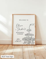 Champagne Tower Rehearsal Dinner Welcome Sign