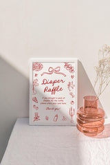 Diaper Raffle Sign 8x10 | Red Bow Baby Shower