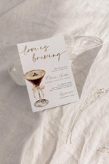 Love is Brewing Bridal Shower Invitation | Espresso Martini 5x7 with Envelopes