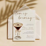 Love is Brewing Bridal Shower Invitation | Espresso Martini 5x7 with Envelopes
