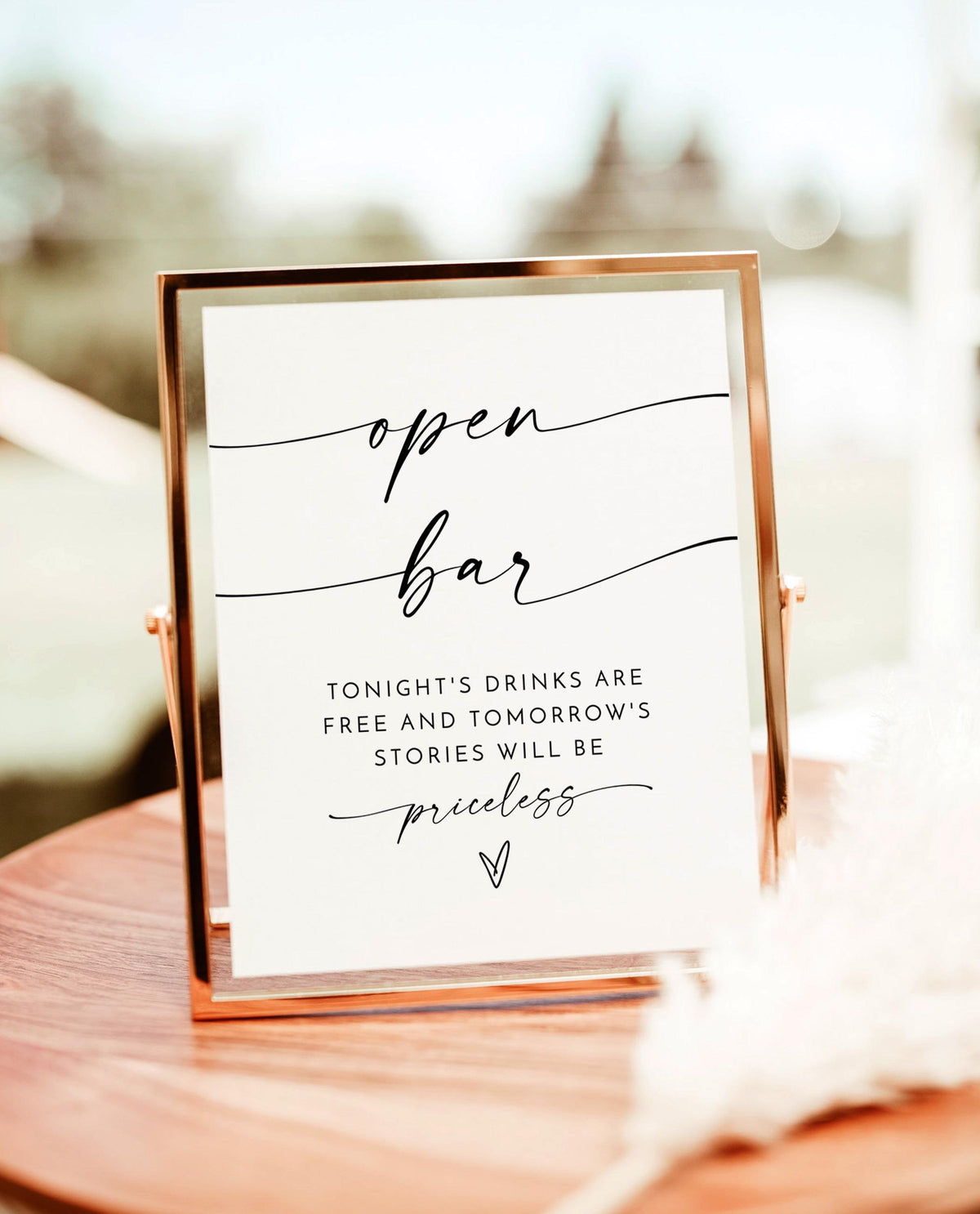 Open Bar Sign | Wedding Modern Minimalist Funny