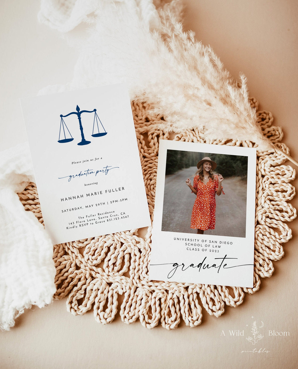 Law School Graduation Party Invitation Template | Paralegal Graduation Party Invite | Graduation Party Evite | Photo Graduation Announcement