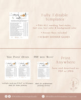 Halloween Baby Shower Games, Pumpkin Baby Shower Game Bundle, Gender Neutral, A Little Boo Games, Spooky Baby Shower Game Templates, H9