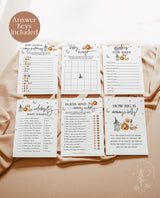 Halloween Baby Shower Games, Pumpkin Baby Shower Game Bundle, Gender Neutral, A Little Boo Games, Spooky Baby Shower Game Templates, H9