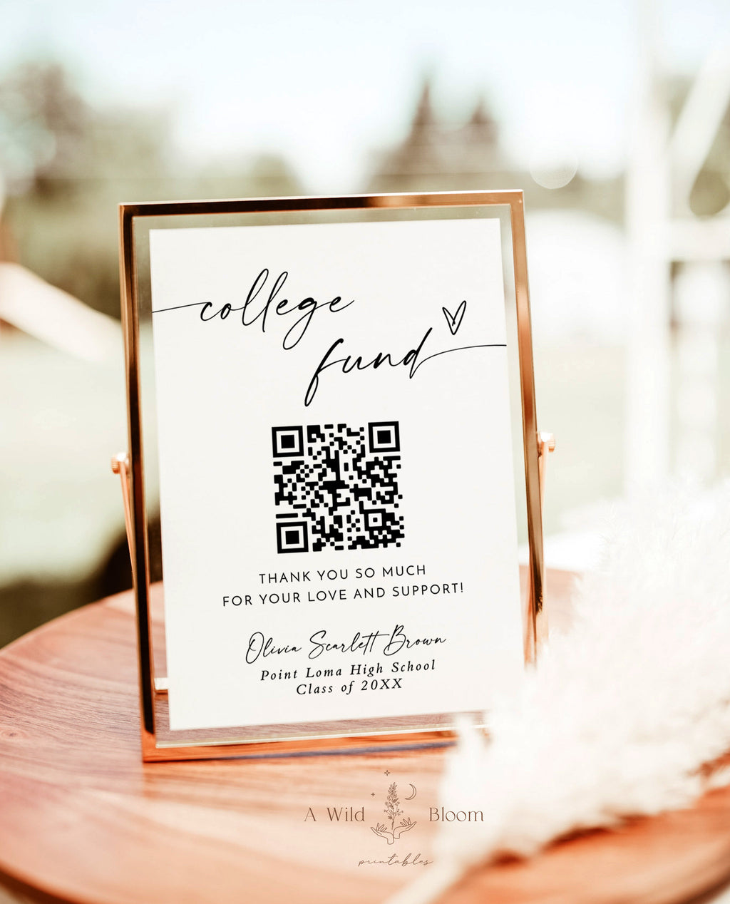 venmo grad card College Fund QR Code Sign | Modern Graduation Party Sign | Venmo QR Code Modern College Fund Sign | Modern Minimalist Grad Party