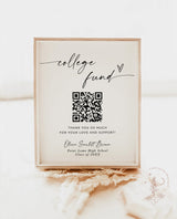 College Fund QR Code Sign | Modern Graduation Party Sign | Venmo QR Code Modern College Fund Sign | Modern Minimalist Grad Party | M9