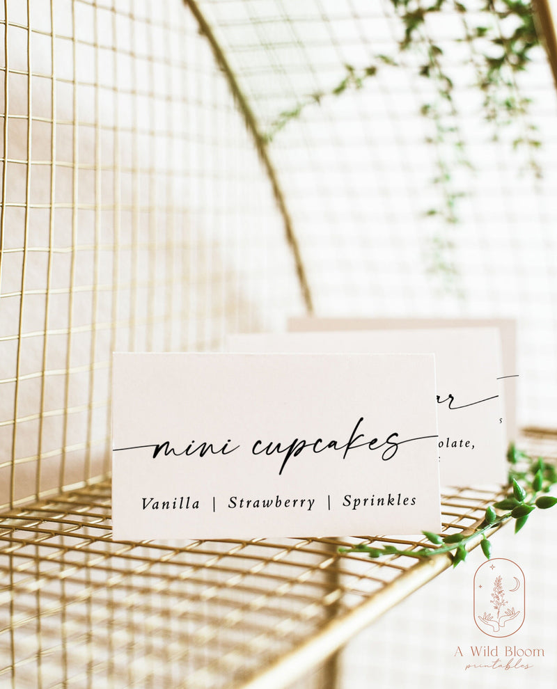 Minimalist Buffet Card Template | Modern Wedding Buffet Cards | Modern Buffet Cards | Food Labels | Wedding Buffet | Editable Template | M9