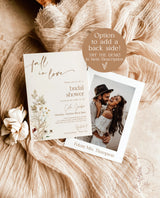 Boho Fall Bridal Shower Invite, Fall in Love Bridal Shower Invite, Wildflower Bridal Shower, Fall Wedding Shower, Editable Template, F4