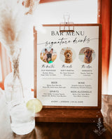 Pet Signature Cocktail Sign, Minimalist Wedding Bar Menu, Dog Signature Cocktail Sign, Dog Signature Drink Sign,  Editable Template, M9