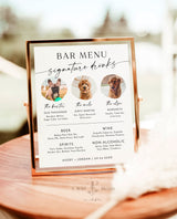 Pet Signature Cocktail Sign, Minimalist Wedding Bar Menu, Dog Signature Cocktail Sign, Dog Signature Drink Sign,  Editable Template, M9