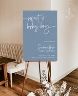 Boy Baby Shower Welcome Sign, Boho Baby Shower Welcome Sign, Blue Baby Shower, Hello Baby, Minimalist Baby Shower Welcome Poster, BM1