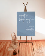 Boy Baby Shower Welcome Sign, Boho Baby Shower Welcome Sign, Blue Baby Shower, Hello Baby, Minimalist Baby Shower Welcome Poster, BM1