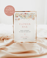 Flower Bar Sign | Modern Floral Bridal Shower Sign | Wildflower Baby Shower Sign | Baby in Bloom Shower Sign | Editable Template | W9