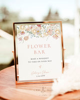 Flower Bar Sign | Modern Floral Bridal Shower Sign | Wildflower Baby Shower Sign | Baby in Bloom Shower Sign | Editable Template | W9