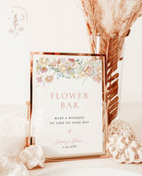 Flower Bar Sign | Modern Floral Bridal Shower Sign | Wildflower Baby Shower Sign | Baby in Bloom Shower Sign | Editable Template | W9