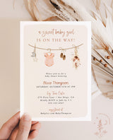 Girl Baby Shower Invitation, Baby Clothes Shower Invite, Boho Baby Girl Shower Invite, Fall Baby Shower Invite, Editable Template, C3