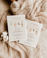 Girl Baby Shower Invitation, Baby Clothes Shower Invite, Boho Baby Girl Shower Invite, Fall Baby Shower Invite, Editable Template, C3
