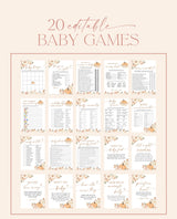 Fall Baby Shower Invitation Bundle, Pumpkin Baby Shower Invite, Boho Baby Shower Invite, A Little Pumpkin is on the Way Girl Invite, F3