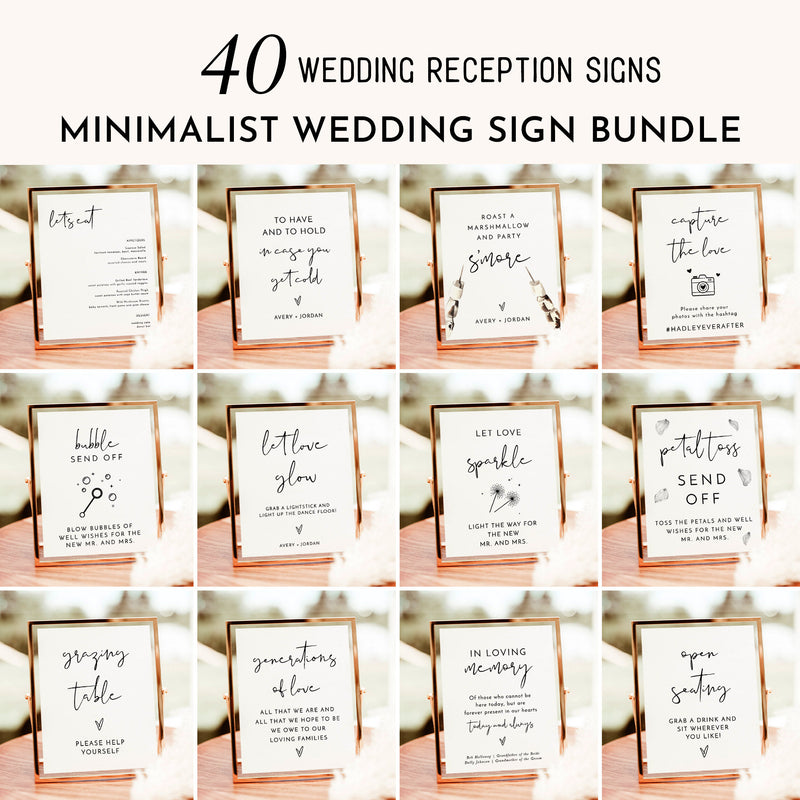 Minimalist Wedding Sign Bundle | Reception Sign Bundle | Boho Wedding Signs | Modern Minimalist Wedding Signs | Editable Templates | M4