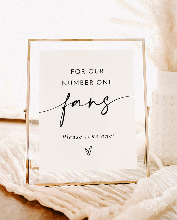 Wedding Fan Sign Template | For Our Number One Fans | Minimalist Wedding Fan Sign | Modern Wedding Sign | Grab A Fan | Outdoor Wedding | M9