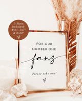 Wedding Fan Sign Template | For Our Number One Fans | Minimalist Wedding Fan Sign | Modern Wedding Sign | Grab A Fan | Outdoor Wedding | M9