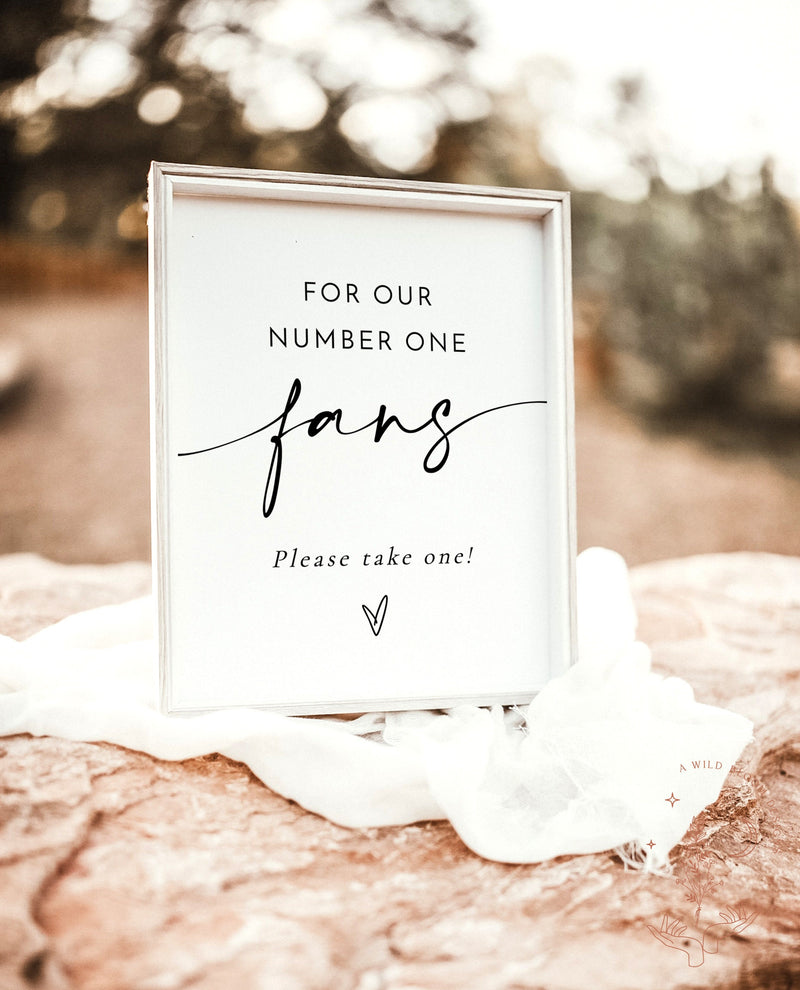 Wedding Fan Sign Template | For Our Number One Fans | Minimalist Wedding Fan Sign | Modern Wedding Sign | Grab A Fan | Outdoor Wedding | M9