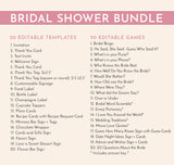 She's Tying the Knot Bridal Shower Bundle | Bow Bridal Shower Invite Bundle | Minimalist Pink Bow Bridal Shower Games, Editable Template, B4