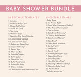 Pink Bow Baby Shower Bundle | Girl Baby Shower | Baby Shower Bundle | Sweet Baby Girl | Blush Pink Baby Shower | Editable Template, B4